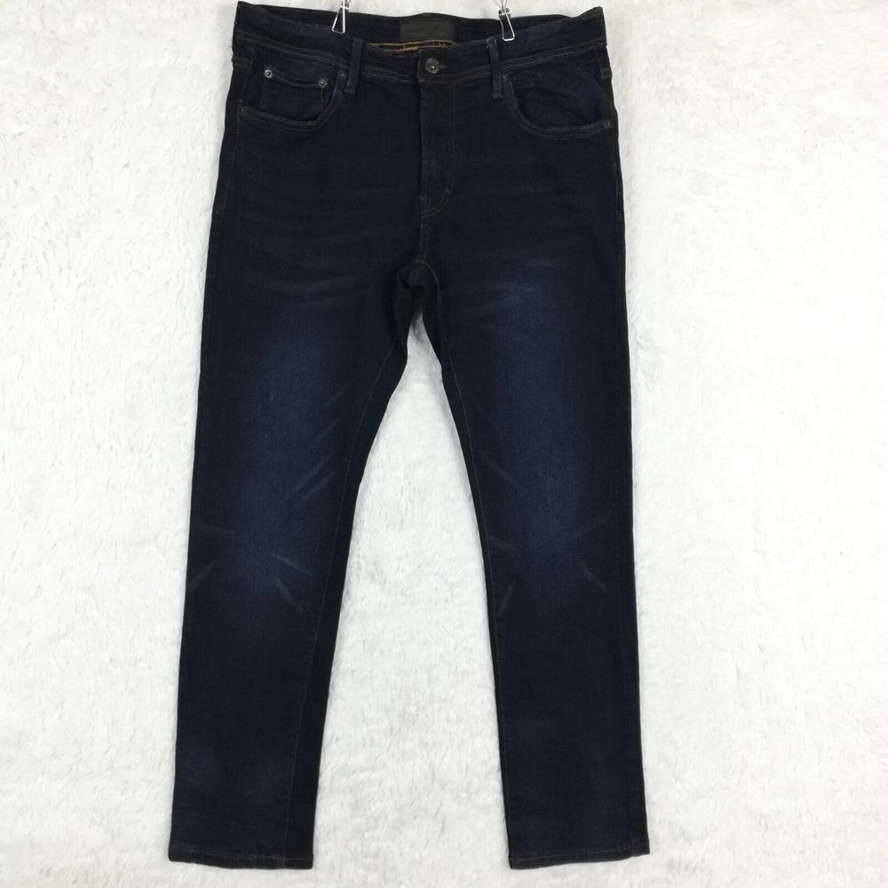 Nickel & Iron Mens Jeans Slim Fit‎ Denim Blue Whiskering Dark Wash 30x30